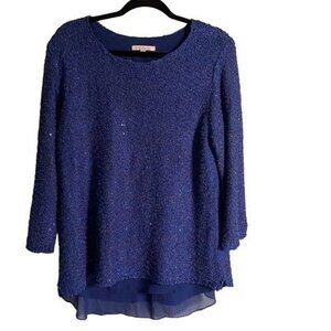 Gibson Latimer Blue Lined Top With Some Sparkle Women's Size Medium
